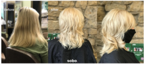 before and after of blonde wolf cut